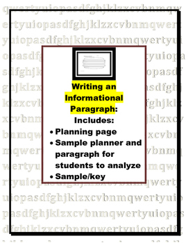 Preview of Writing an Informational Paragraph (planner and mentor paragraph)
