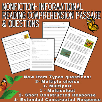 Preview of Informational Passage- New Items Type ECR,SCR Reading Comprehension