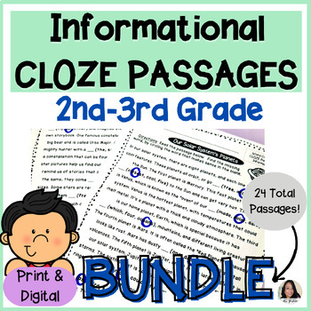 Preview of Informational Passages CLOZE BUNDLE | MAZE Reading Comprehension (2nd-3rd)