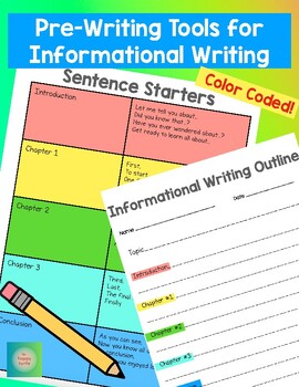 Preview of RECENTLY UPDATED! Informational Pre Writing Tools: Sentence Starters and Outline