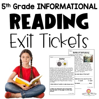 Informational Reading Exit Tickets 5th Grade by Create-Abilities | Teachers Pay Teachers