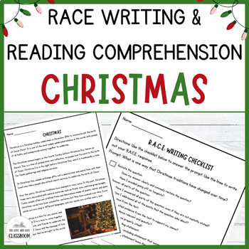 Preview of Informational Reading Comprehension and RACE Worksheets - Christmas