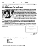 History of Ice Cream  - (Informational Reading Passage)