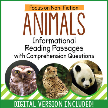 Preview of Reading Comprehension Passages - Animals - Distance Learning