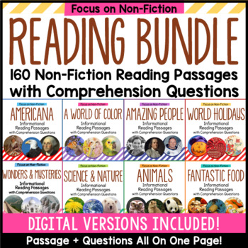 Preview of Reading Comprehension Passages with Questions BUNDLE - Distance Learning
