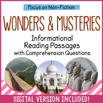 Preview of Reading Comprehension Passages - Mysteries and Wonders - Distance Learning