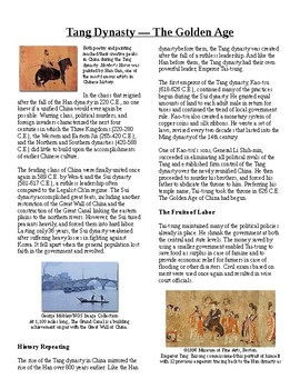 Preview of Informational Reading Text - Ancient China: The Tang Dynasty (No Prep/Sub Plans)