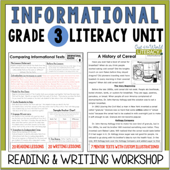 Preview of Informational Reading & Writing Workshop Lessons & Mentor Texts - 3rd Grade