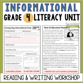 Preview of Informational Reading & Writing Workshop Lessons & Mentor Texts - 4th Grade