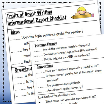 Preview of Explanatory / Informational Writing Rubric or Student Checklist