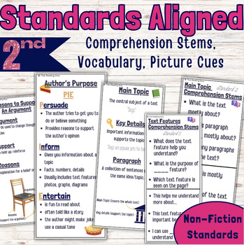 Preview of 2nd Grade | Reading Bookmarks Sentence Starters, Skills, Strategies Nonfiction