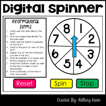 Preview of Informational Stems Digital Spinner (English and Spanish Versions)