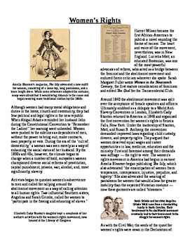 Preview of Informational Reading Text - 1800's Social Reform: Women's Rights (No Prep)