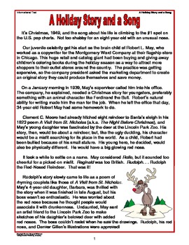 Informational Text A Holiday Story and a Song (CCSS) FREE by Margaret Whisnant