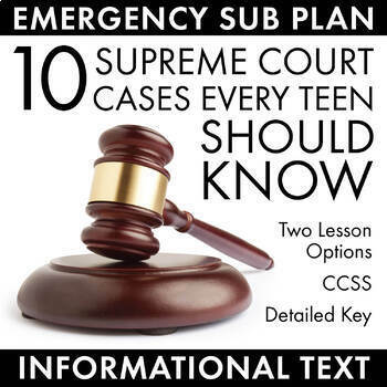 Preview of Informational Text Activity, FREE, Supreme Court Cases, Easy Sub Plan, CCSS