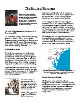 Preview of Informational Text - American Revolution: Battle of Saratoga (No Prep)