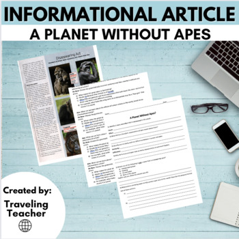 Preview of Informational Text Article: A Planet Without Apes: Reading Passage Comprehension