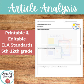 Preview of Informational Text Article Analysis