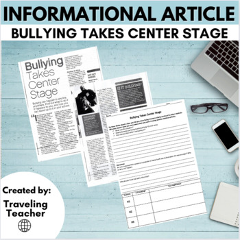 Preview of Informational Text Article: Bullying Takes Center Stage: Reading Passages