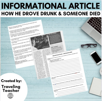 Preview of Informational Text Article: How He Drove Drunk & Someone Died: Reading Passages