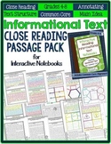 Informational Text CLOSE READING Passage Pack for Interact