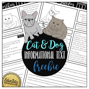 Preview of Informational Text: Cat and Dog Freebie Reading Comprehension Passages Questions