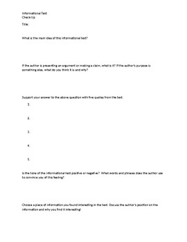 Preview of Informational Text Check-Up