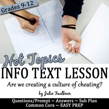 Preview of Nonfiction Close Reading Lesson on Hot Topics: A Culture of Cheating