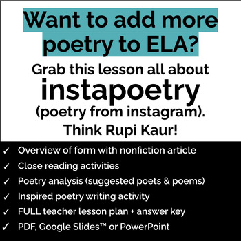 Info Text Close Reading Passages & Poetry Activities: Instagram Poetry