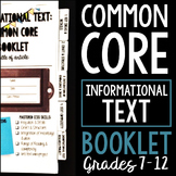 Informational Text: Common Core Booklet for ANY Piece of Nonfiction Text