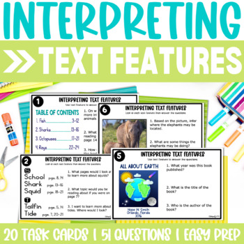 Preview of Informational Text Feature Task Cards - Text and Graphic Features