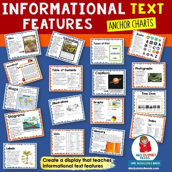Preview of Informational Text Features | Charts | 3rd Grade ELA | Bulletin Board Ideas