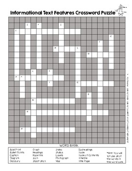 Preview of Informational Text Features Crossword Puzzle