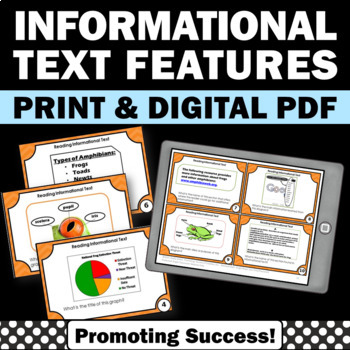 Preview of Informational Text Features Nonfiction Reading Comprehension Task Cards Digital