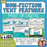 Informational Text Features Task Cards- Print & Digital with Audio Support