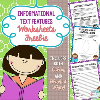 Preview of Informational Text Features Worksheets | Expository Text Features