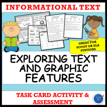 Preview of Informational Text & Graphic Features Task Cards  & Quiz | Reading Nonfiction