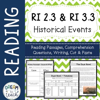 Preview of Informational Text - Historical Events RI 2.3 & RI 3.3 Cause & Effect, Timelines