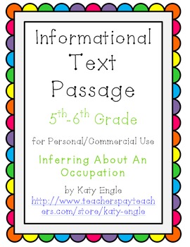 Preview of Informational Text Passage for Commercial Use - Inferencing about a Job