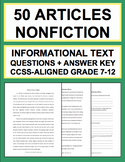 Informational Text Questions: 50 Non-Fiction Articles