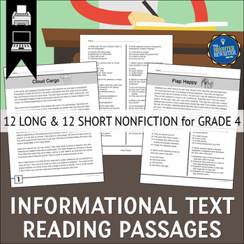 Preview of Informational Text Reading Comprehension Passages 4th Grade