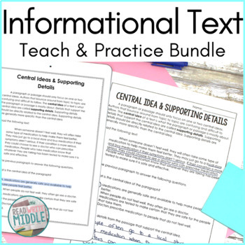 Preview of Informational Text Reading Bundle ELA Standardized State Test Prep Middle School