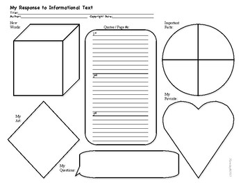 Preview of Informational Text Response graphic organizer ELA middle high elementary school