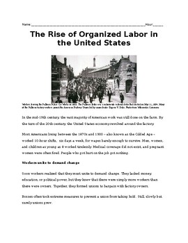 Preview of Informational Text: Rise of Labor Unions