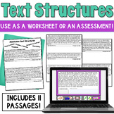 Nonfiction Text Structure Assessment or Worksheet in Print and Digital