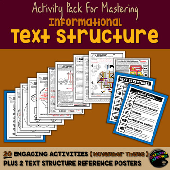 Preview of Informational Text Structure Practice Packet - November Nonfiction Activities