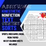 3 Hands on Text Structure Sorts & Coloring Activities for 