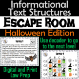 Informational Text Structures Escape Room Halloween Readin