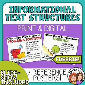 Preview of Informational Text Structures Posters Freebie - Description, Sequence, & more!