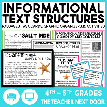 Preview of Informational Text Structures Graphic Organizers Worksheets Nonfiction Activity